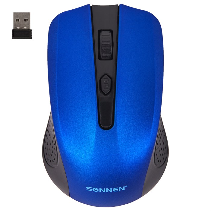 Мышь беспроводная SONNEN V99, USB, 1000/1200/1600 dpi, 4 кнопки, оптическая, синяя, 513530 513530