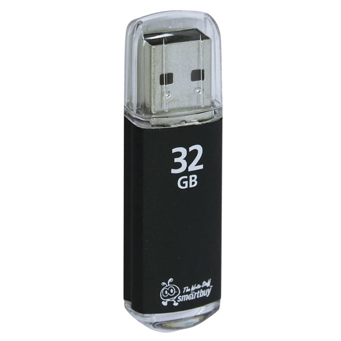 Флеш-диск 32 GB, SMARTBUY V-Cut, USB 2.0, металлический корпус, черный, SB32GBVC-K 512186