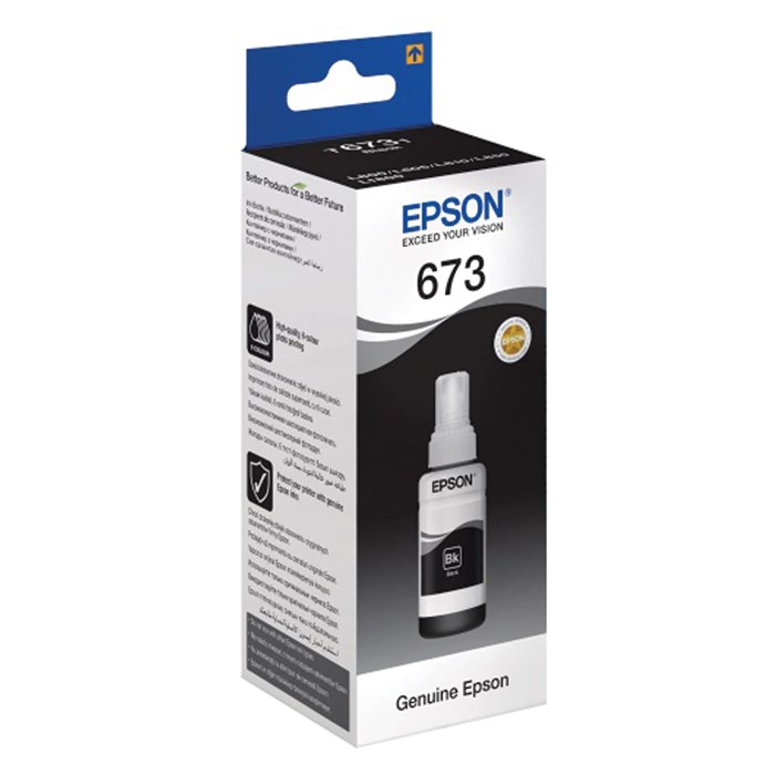Чернила EPSON 673 (T6731) для СНПЧ Epson L800/L805/L810/L850/L1800, черные, ОРИГИНАЛЬНЫЕ, C13T67314A 361041