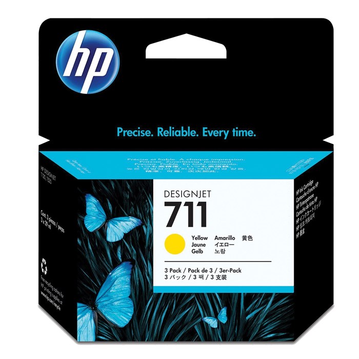Картридж струйный для плоттера HP (CZ136A) Designjet T120/520, №711, желтый, комплект 3 шт. х 29 мл, оригинальный 361317