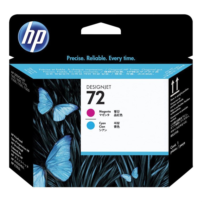Головка печатающая для плоттера HP (C9383A) Designjet T610/795/1100 и др,. №72, пурпурная и голубая, оригинальная 361333