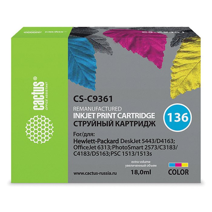 Картридж струйный CACTUS (CS-C9361) для HP Officejet 6313/Photosmart C3183, цветной 361883