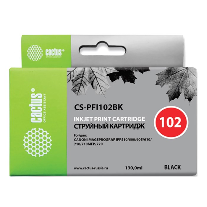 Картридж струйный CACTUS (CS-PFI102BK) для CANON iPF500/510/F600/605/650/700, черный 362783