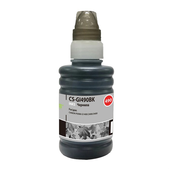 Чернила CACTUS (CS-GI490BK) для СНПЧ CANON Pixma G1400/G2400/G3400, черные, 0,1 л 362947