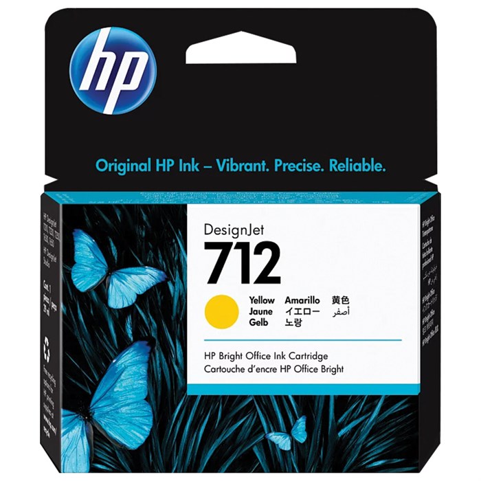 Картридж струйный для плоттера HP (3ED69A) DesignJet T230/T250/T630/T650, № 712, желтый, оригинальный 363908