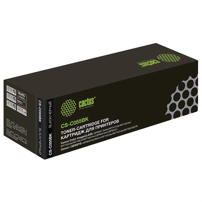 Картридж лазерный CACTUS (CS-C055BK) для Canon LBP663Cdw/664Cx/MF746Cx/742Cd, черный, ресурс 2300 страниц 364050