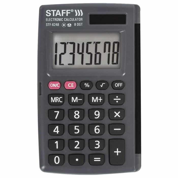 Калькулятор карманный STAFF STF-6248 (104х63 мм), 8 разрядов, двойное питание, 250284 250284