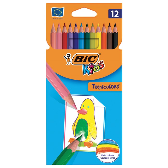 Карандаши цветные BIC "Tropicolors", 12 цветов, шестигранные, 83256610 180458