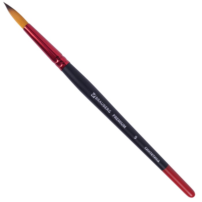 Кисть синтетика, круглая № 9, BRAUBERG PREMIUM, 201008 201008