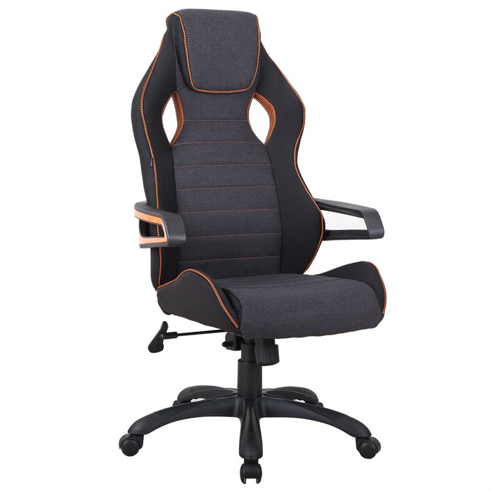 Кресло компьютерное BRABIX "Techno Pro GM-003", ткань, черное/серое, вставки оранжевые, 531813 531813