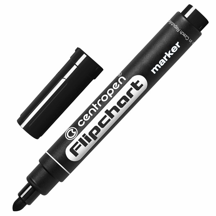 Маркер для бумажного флипчарта ЧЕРНЫЙ CENTROPEN, НЕПРОПИТЫВАЮЩИЙ, 2,5 мм, 8550, 5 8550 0112 151104