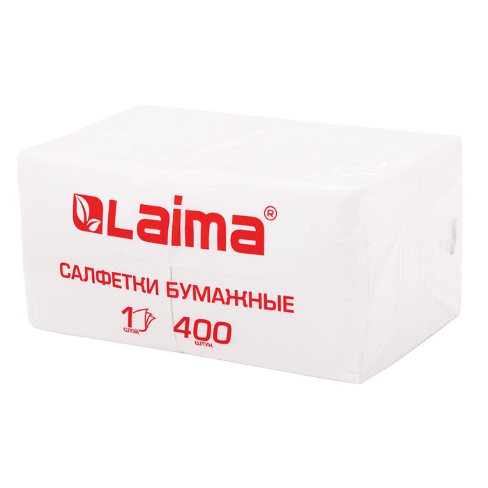 Салфетки бумажные 400 шт., 24х24 см, "Big Pack", белые, 100% целлюлоза, LAIMA, 114724 114724 - фото 47008