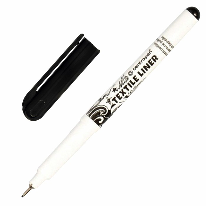 Маркер для ткани ЧЕРНЫЙ CENTROPEN "Textile Liner", игольчатый наконечник, 0,6-0,8 мм, 2639, 5 2639 0112 152010