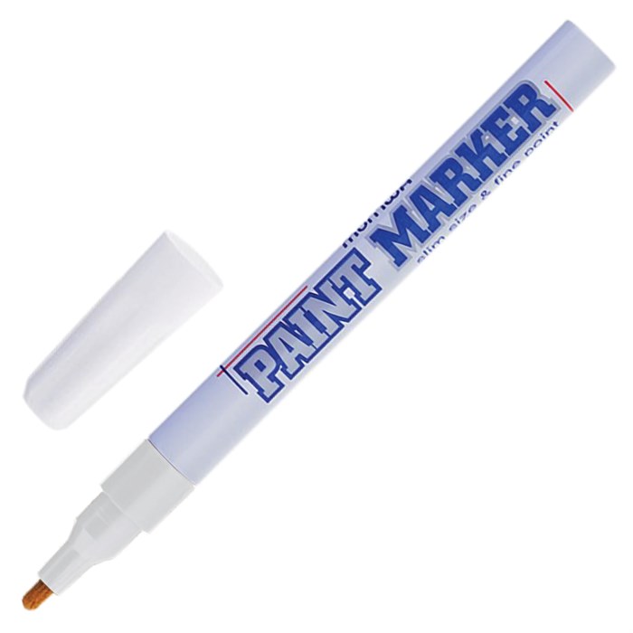 Маркер-краска лаковый (paint marker) MUNHWA "Slim", 2 мм, БЕЛЫЙ, нитро-основа, алюминиевый корпус, SPM-05 151462