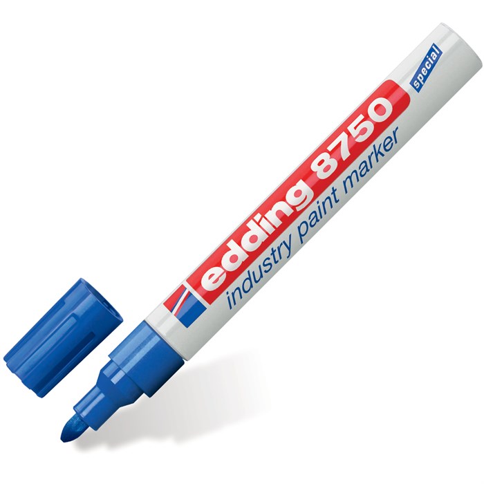 Маркер-краска лаковый (paint marker) EDDING "8750", СИНИЙ, 2-4 мм, круглый наконечник, алюминиевый корпус, E-8750/3 150598