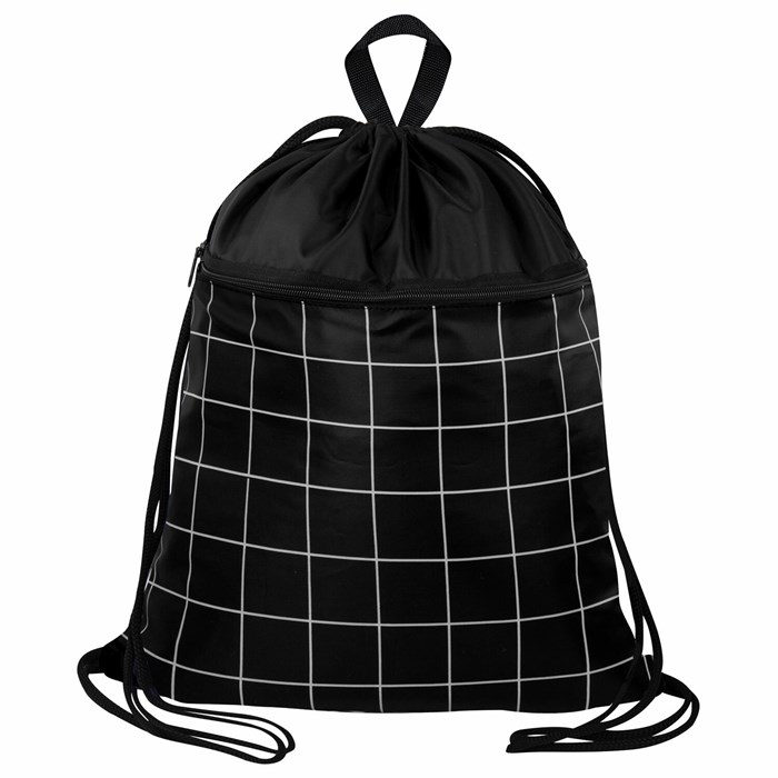 Мешок для обуви BRAUBERG БОЛЬШОЙ, с ручкой, карман на молнии, сетка, 49х41 см, "Checkered", 272404 272404