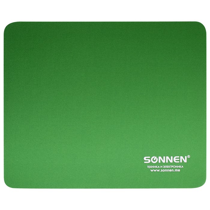 Коврик для мыши SONNEN "GREEN", резина + ткань, 220х180х3 мм, 513305 513305
