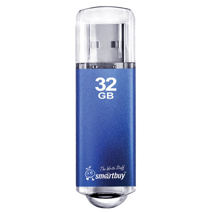 Флеш-диск 32 GB, SMARTBUY V-Cut, USB 2.0, металлический корпус, синий, SB32GBVC-B 512187