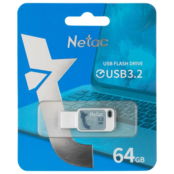 Флеш-диск 64 GB NETAC UA31, USB 3.2, голубой, NT03UA31N-064G-32BL 514057