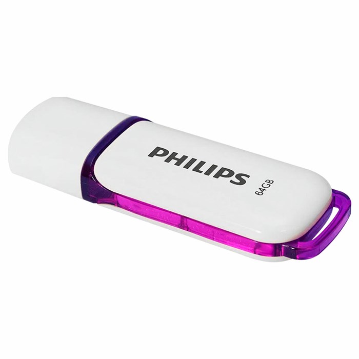 Флеш-диск 64 GB PHILIPS SNOW, разъем USB 2.0, фиолетовый, FM64FD70B/97 514080