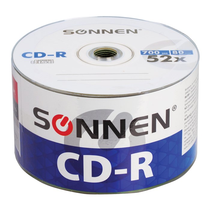 Диски CD-R SONNEN 700 Mb 52x Bulk (термоусадка без шпиля), КОМПЛЕКТ 50 шт., 512571 512571