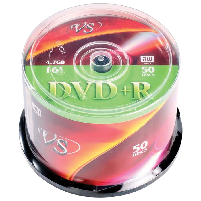 Диски DVD+R (плюс) VS 4,7 Gb 16x Cake Box (упаковка на шпиле), КОМПЛЕКТ 50 шт., VSDVDPRCB5001 511549