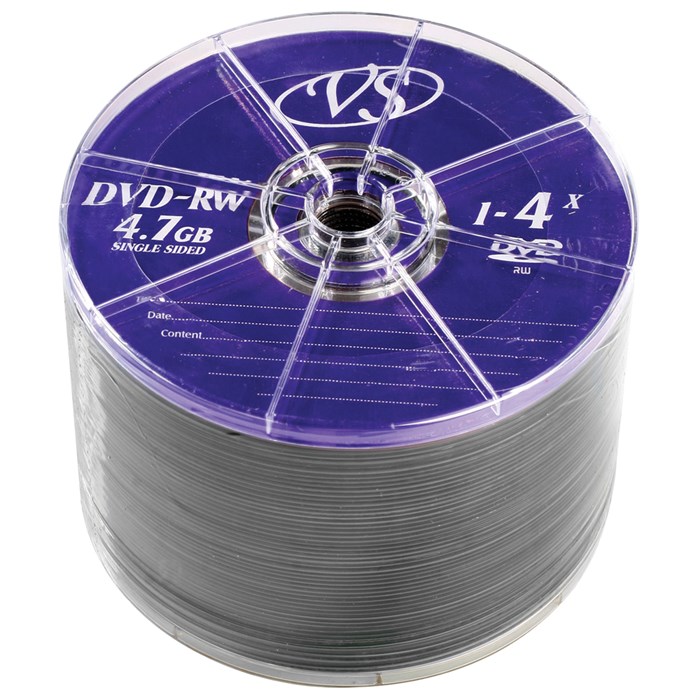 Диски DVD-RW VS 4,7 Gb 4x Bulk (термоусадка без шпиля), КОМПЛЕКТ 50 шт., VSDVDRWB5001 511539