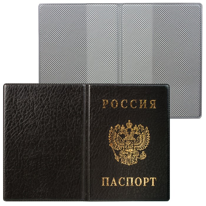 Обложка для паспорта с гербом, ПВХ, черная, ДПС, 2203.В-107 235900
