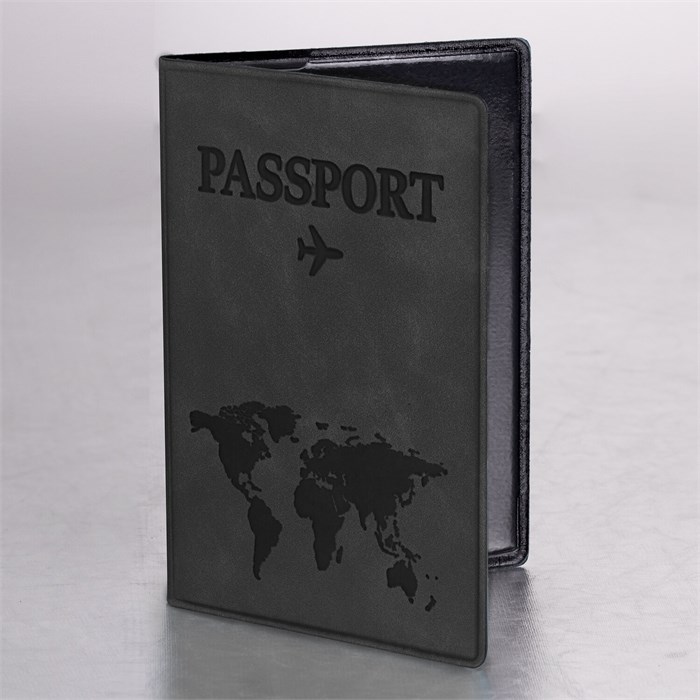 Обложка для паспорта "Passport Map", мягкая экокожа, графитовая, STAFF, 238875 238875