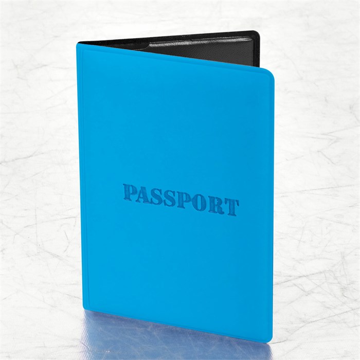 Обложка для паспорта, мягкий полиуретан, "PASSPORT", голубая, STAFF, 238405 238405