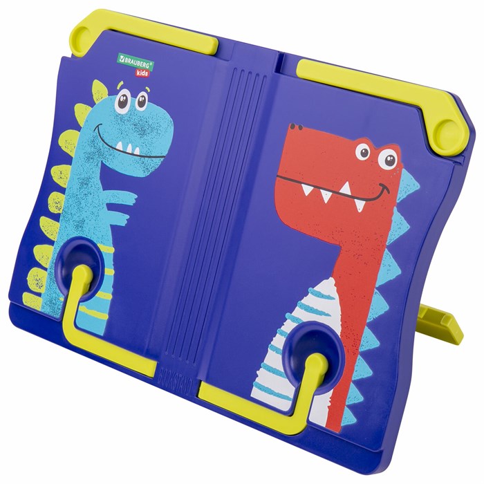 Подставка для книг и учебников BRAUBERG KIDS "Dinosaurs", регулируемый угол наклона, ABS-пластик, 238060 238060