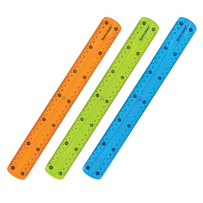 Линейка 30 см гибкая BRAUBERG "FLEX", пластиковая, ассорти, европодвес, 210675 210675