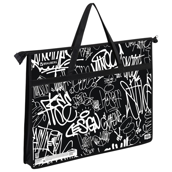 Папка для рисунков и чертежей с ручками BRAUBERG А3, пластик, молния сверху, "Graffiti", 272233 272233