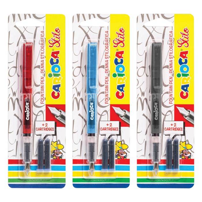 Ручка перьевая CARIOCA "Stilo", иридиевое перо, 2 сменных картриджа, корпус ассорти, Италия, 42303 143241