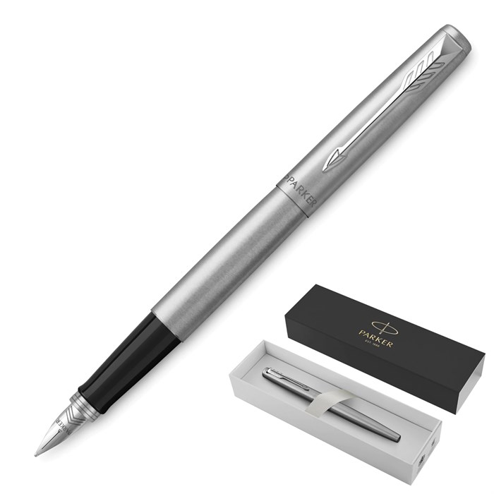 Ручка перьевая PARKER "Jotter Stainless Steel CT", корпус серебристый, детали хром, синяя, 2030946 142940