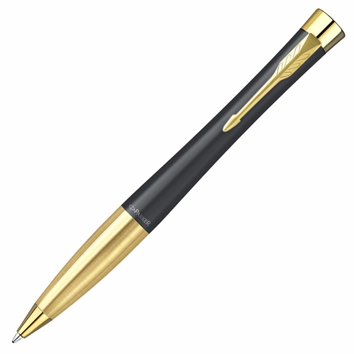 Ручка шариковая PARKER "Urban Twist Black GT", корпус черный, позолоченные детали, синяя, 2143640 143930