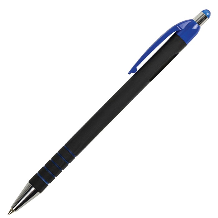 Ручка шариковая автоматическая BRAUBERG "Office Style", СИНЯЯ, корпус черный, пишущий узел 0,5 мм, линия письма 0,3 мм, 144222 144222