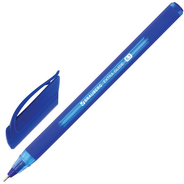Ручка шариковая масляная BRAUBERG "Extra Glide Soft Blue", СИНЯЯ, узел 0,7 мм, линия письма 0,35 мм, 142926 142926