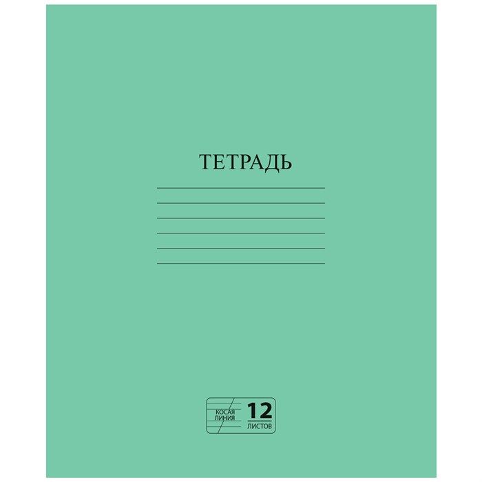 Тетрадь ЗЕЛЁНАЯ обложка 12 л., косая линия с полями, офсет № 2 ЭКОНОМ, ПИФАГОР, 106725 106725 - фото 50949