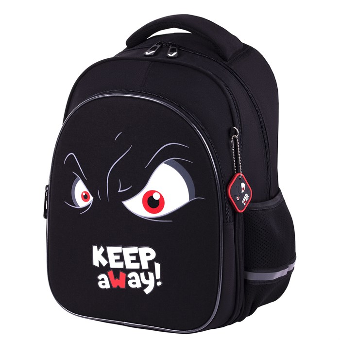 Рюкзак BRAUBERG OPTIMA, 2 отделения, с брелоком, "Keep away", СВЕТЯЩИЙСЯ, 36х27х18 см, 271361 271361