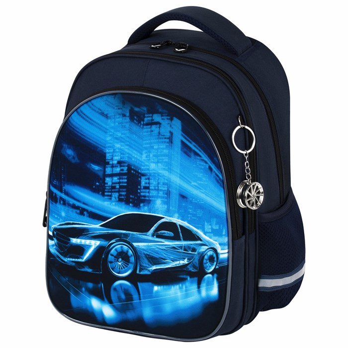 Рюкзак BRAUBERG OPTIMA, 2 отделения, с брелоком, "Night driver", 36х27х18 см, 272096 272096