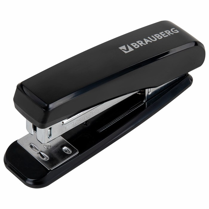 степлeр №24/6, 26/6 BRAUBERG "Standard", до 30 листов, черный, 272755 272755