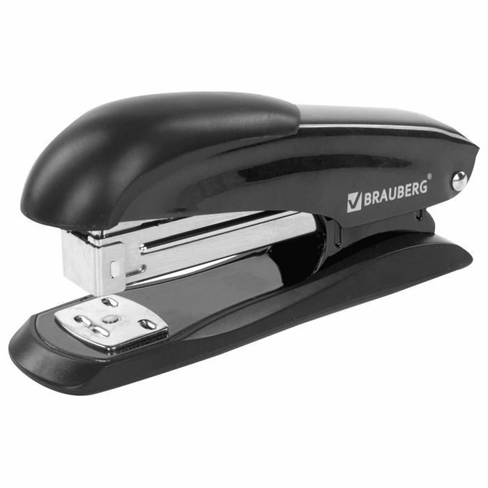 степлeр №24/6, 26/6 металлический BRAUBERG "Office-Expert", до 25 листов, черный, 228593 228593