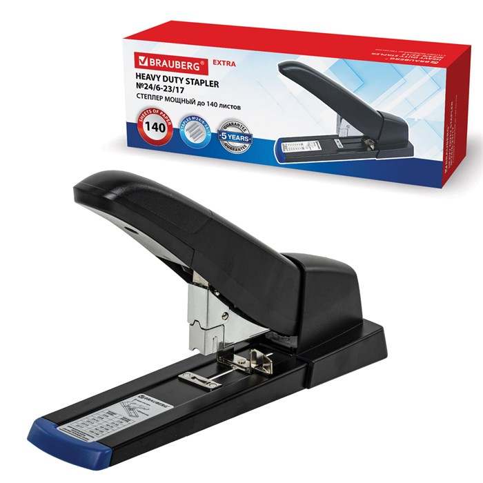 степлeр МОЩНЫЙ до 140 листов BRAUBERG "Heavy Duty Extra", Скoбы № 24/6-23/17, 270553 270553