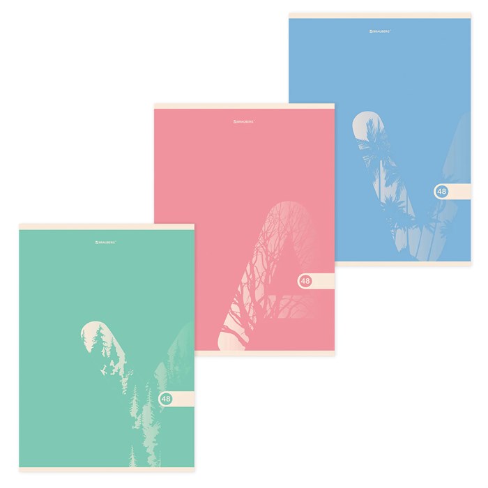 Тетрадь А4, 48 л., BRAUBERG, скоба, клетка, обложка картон, "PASTEL", 404041 404041