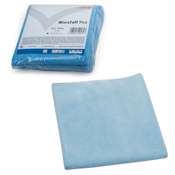 Салфетка VILEDA "МикроТаффПлюс", КОМПЛЕКТ 5 шт., микрофибра, голубые, 38х38 см, 340 г/м2, 111958 602091