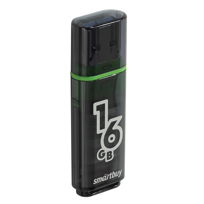 Флеш-диск 16 GB, SMARTBUY Glossy, USB 2.0, черный, SB16GBGS-K 512190 - фото 52596