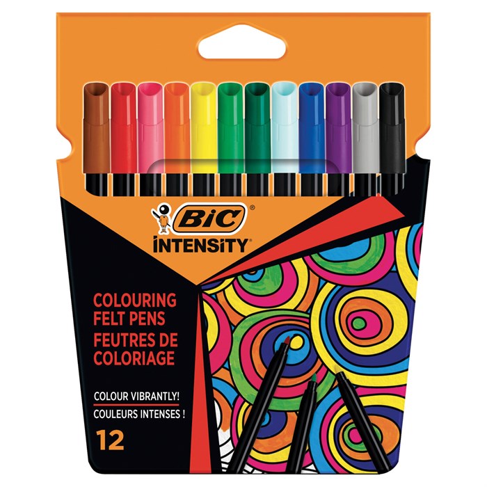Фломастеры BIC "Intensity", 12 ЦВЕТОВ, вентилируемый колпачок, европодвес, 978004 152164