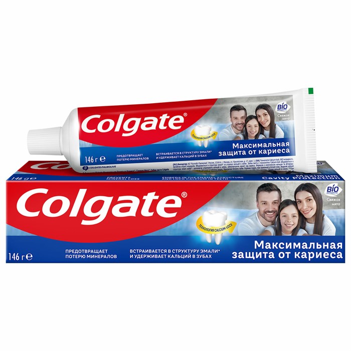 Зубная паста 100 мл COLGATE "Свежая мята", защита от кариеса, с фторидом и кальцием, 7891024149102 609060