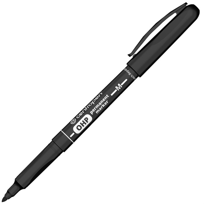 Маркер перманентный для любой гладкой поверхности ЧЕРНЫЙ CENTROPEN "OHP", 1 мм, 2637 152682
